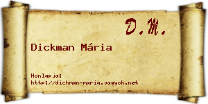 Dickman Mária névjegykártya